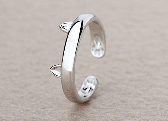 Cute Kitty Ears & Paw Adjustable Ring
