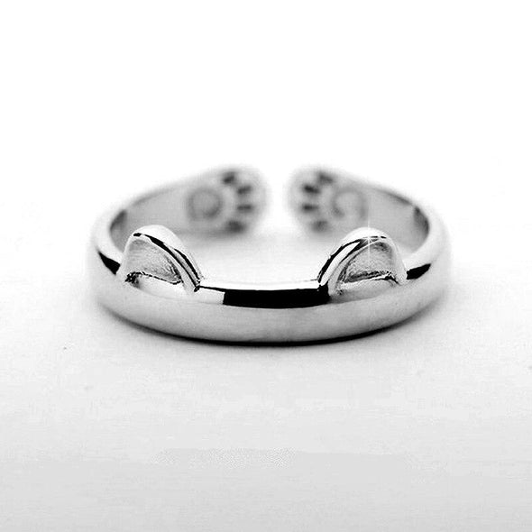 Cute Kitty Ears & Paw Adjustable Ring